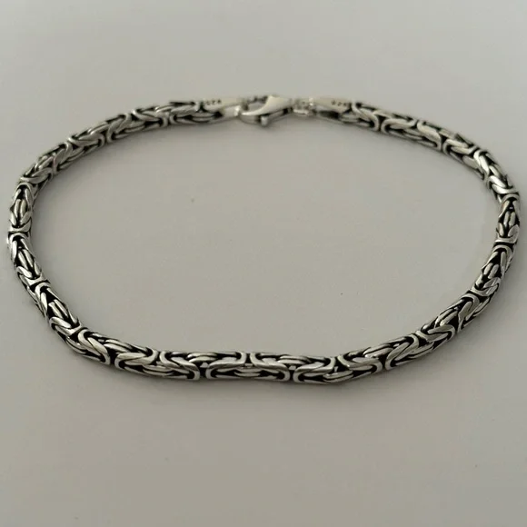 925 Silver 7mm Byzantine bracelet chain 8.75” - Picture 3 of 3